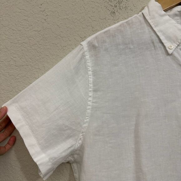 J. CREW FACTORY Short-Sleeve Linen-Blend Shirt in White Preppy Classic NWT - Picture 7 of 12